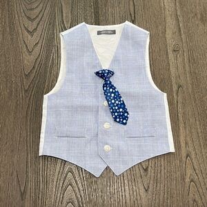 Van Heusen Formal Boys Blue Suit Vest with Tie Size 4T